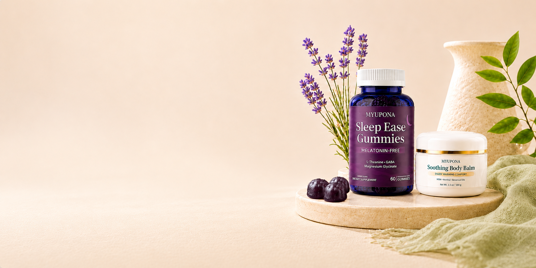 MYUPONA Sleep Ease Gummies and Soothing Body Balm everyday care essentials